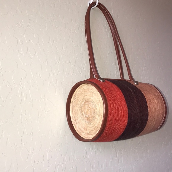 The Sak | Woven Striped Straw Barrel Purse - Picture 3 of 6